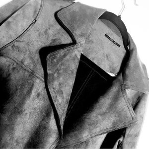 T Tahari Womens Suede Charcoal grey jacket